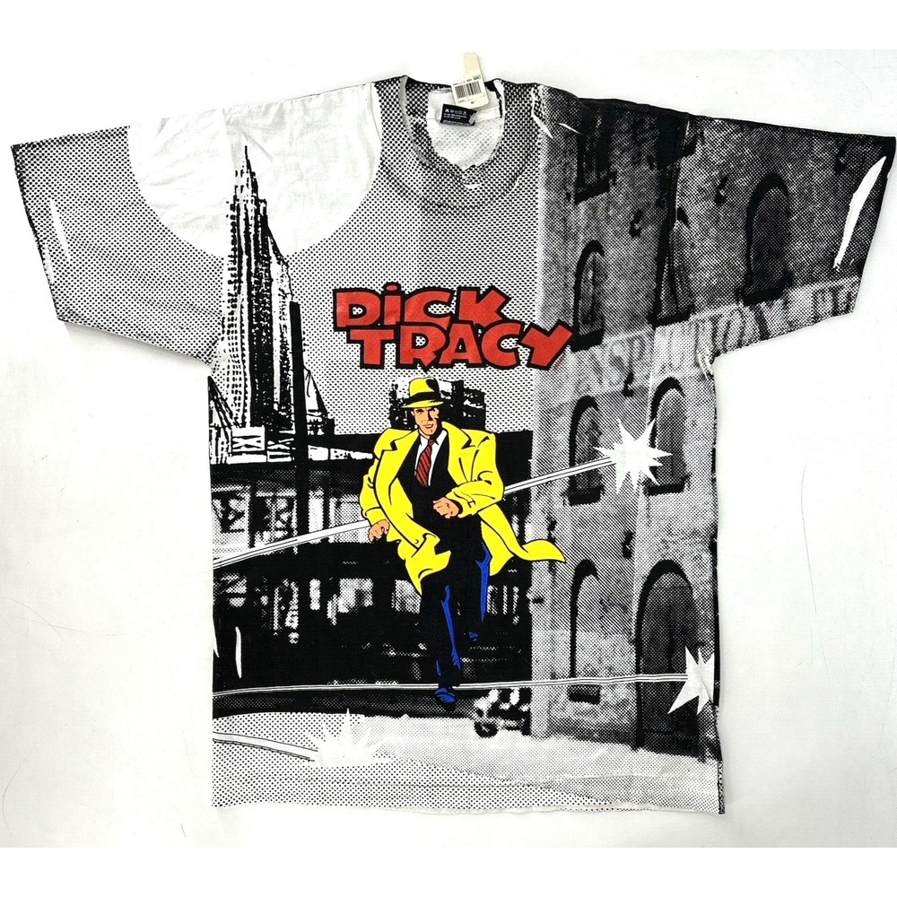 VTG Single Stitch Dick Tracy AOP Mega Print T-Shirt Large DEADSTOCK All Over NWT